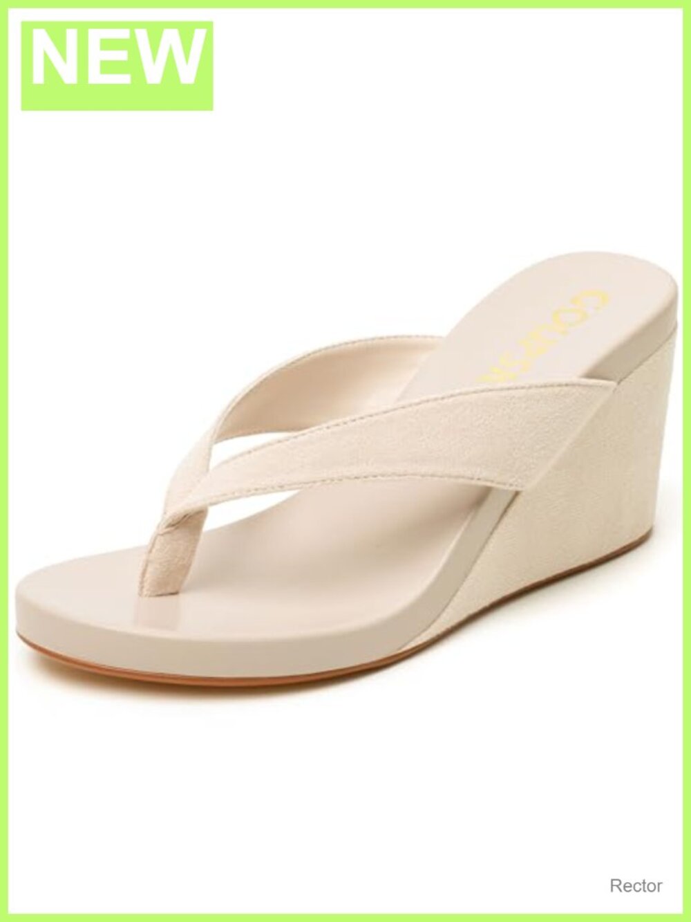 Suede Wedge Flip Flops Open Round Toe Platform Sandals Slip On Comfortable